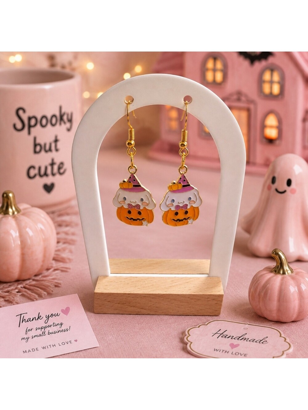 Sanrio Kitty Cinnamaroll Halloween Pumpkin Kawaii Hypoallergenic Earrings